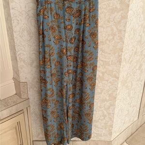 Treasure & Bond Blue and Brown Patterned Pants